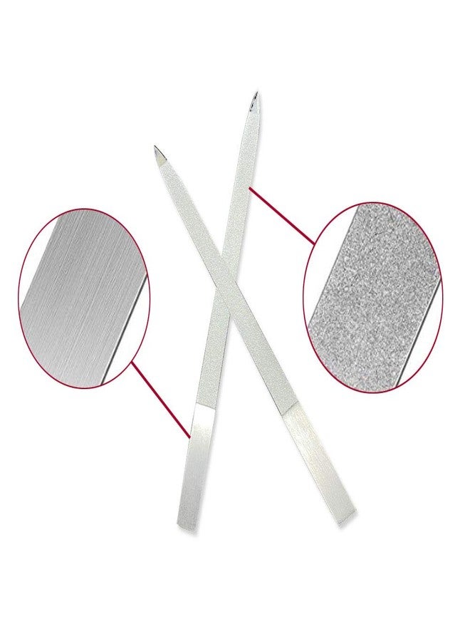 LOOKSEVEN 2 PCS Diamond Nail File Double Sided Metal Fingernail Manicure Files for Polish Nail, Removes Nail Ridges 7 Inches - Image 2